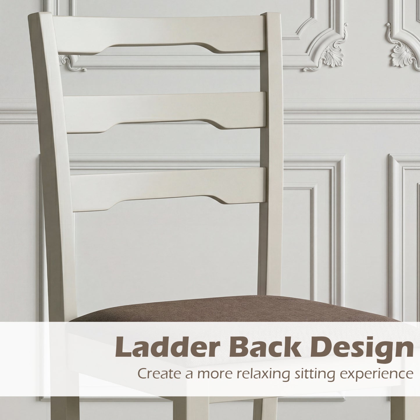 Set of 2 Linen Style Upholstered Dining Chairs with Wood Frames, White Dining Chairs at Gallery Canada
