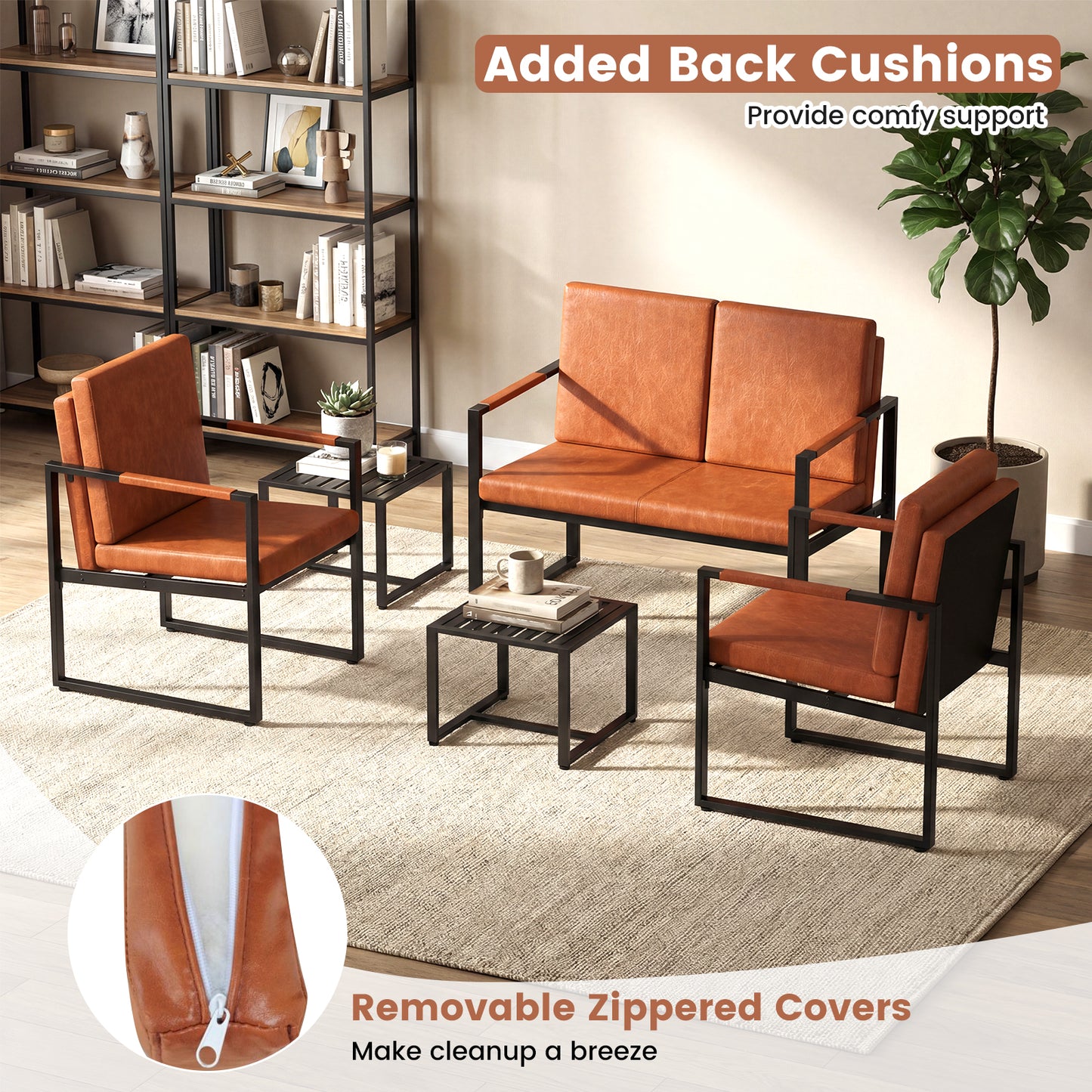 Set Of 2 Mid Century Modern Single Sofa Chairs With Cushions Accent Chairs at Gallery Canada