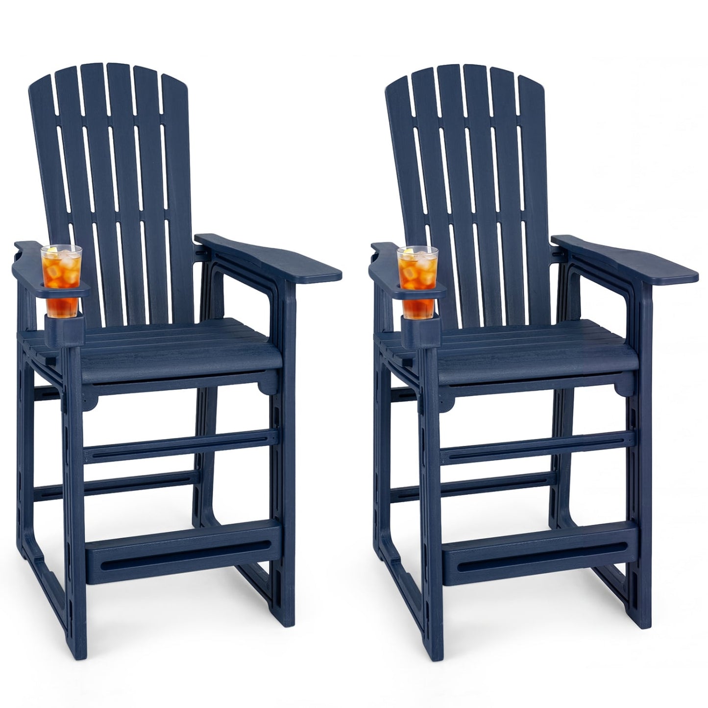 Set Of 2 Outdoor Bar Stools 29" Height, Blue