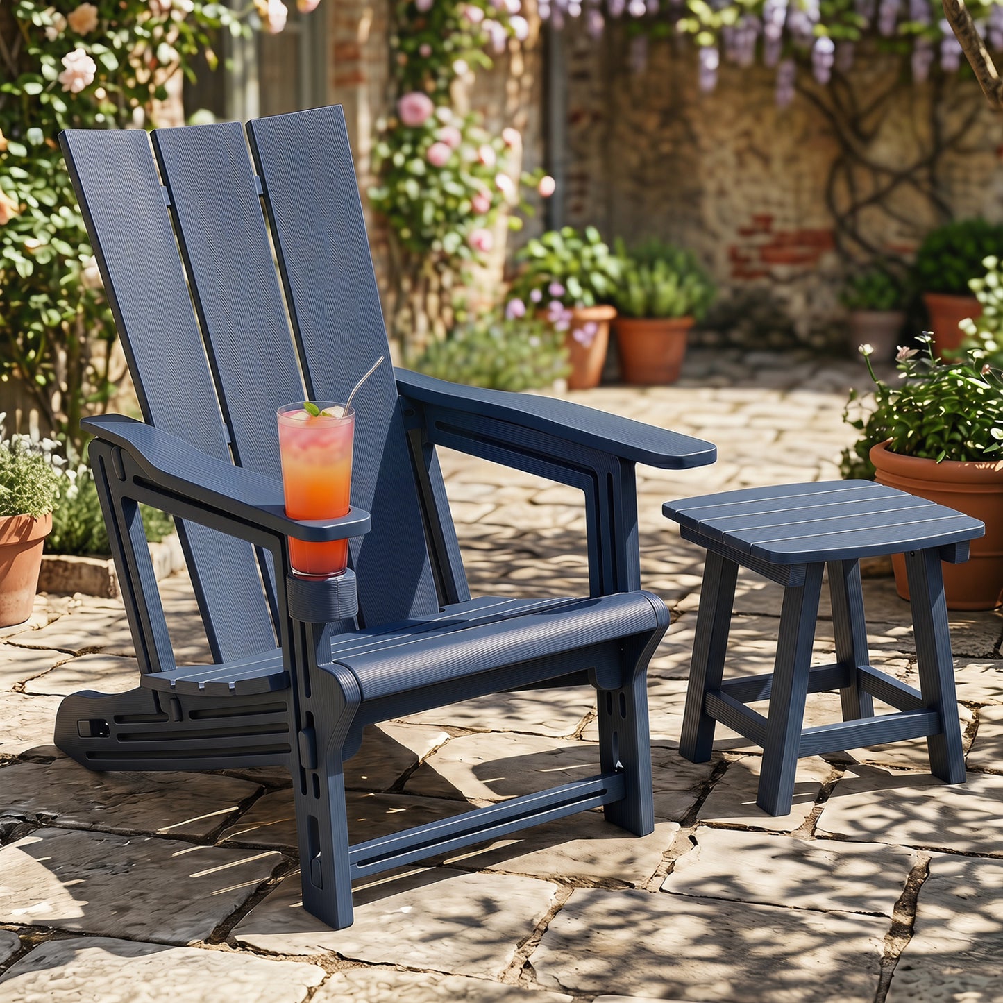 Adirondack Chairs with Cup Holder, Set of 2, Blue Adirondack Chairs at Gallery Canada
