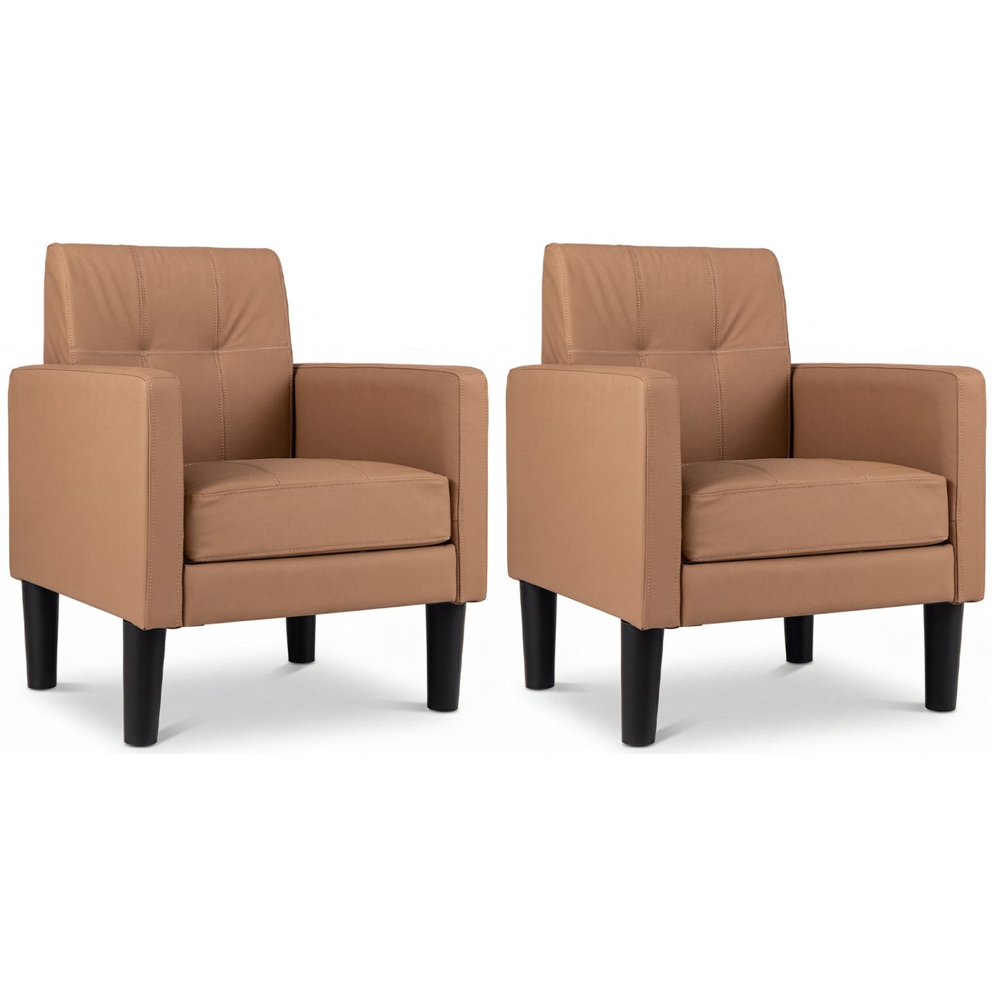 Set Of 2 PU Leather Accent Chairs, Brown