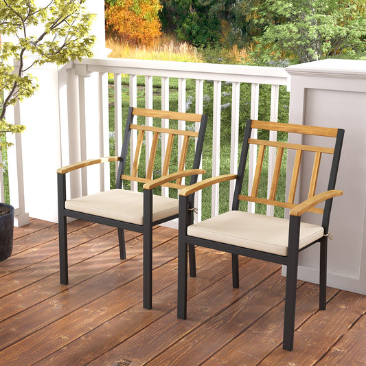 Set Of 2 Patio Dining Chairs, Removable Padded Cushions, 17 Inches Patio Dining Chairs Options at Gallery Canada