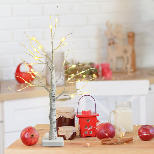 Set Of 2 Pre-Lit Twig Birch Tree, Battery Powered, White Christmas Tree White at Gallery Canada