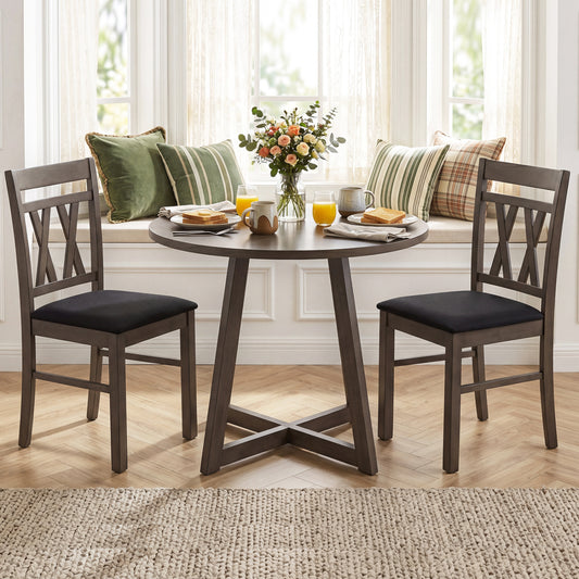 Set of 2 Modern Linen Style Upholstered Kitchen Chairs, Gray Dining Chairs Gray at Gallery Canada