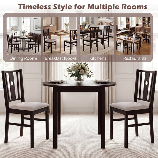 Set of 2 Rubber Wood Kitchen Chairs with Fabric Padded Seat , Coffee Dining Chairs Coffee at Gallery Canada