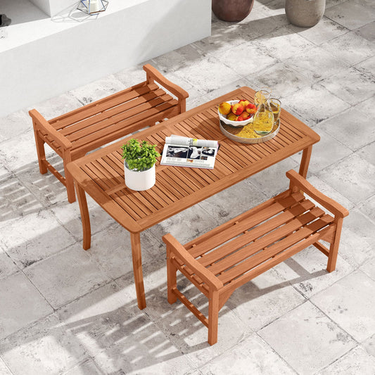 Solid Wood Backless Garden Bench, 2-Piece, Curved Seat Outdoor Benches Natural at Gallery Canada
