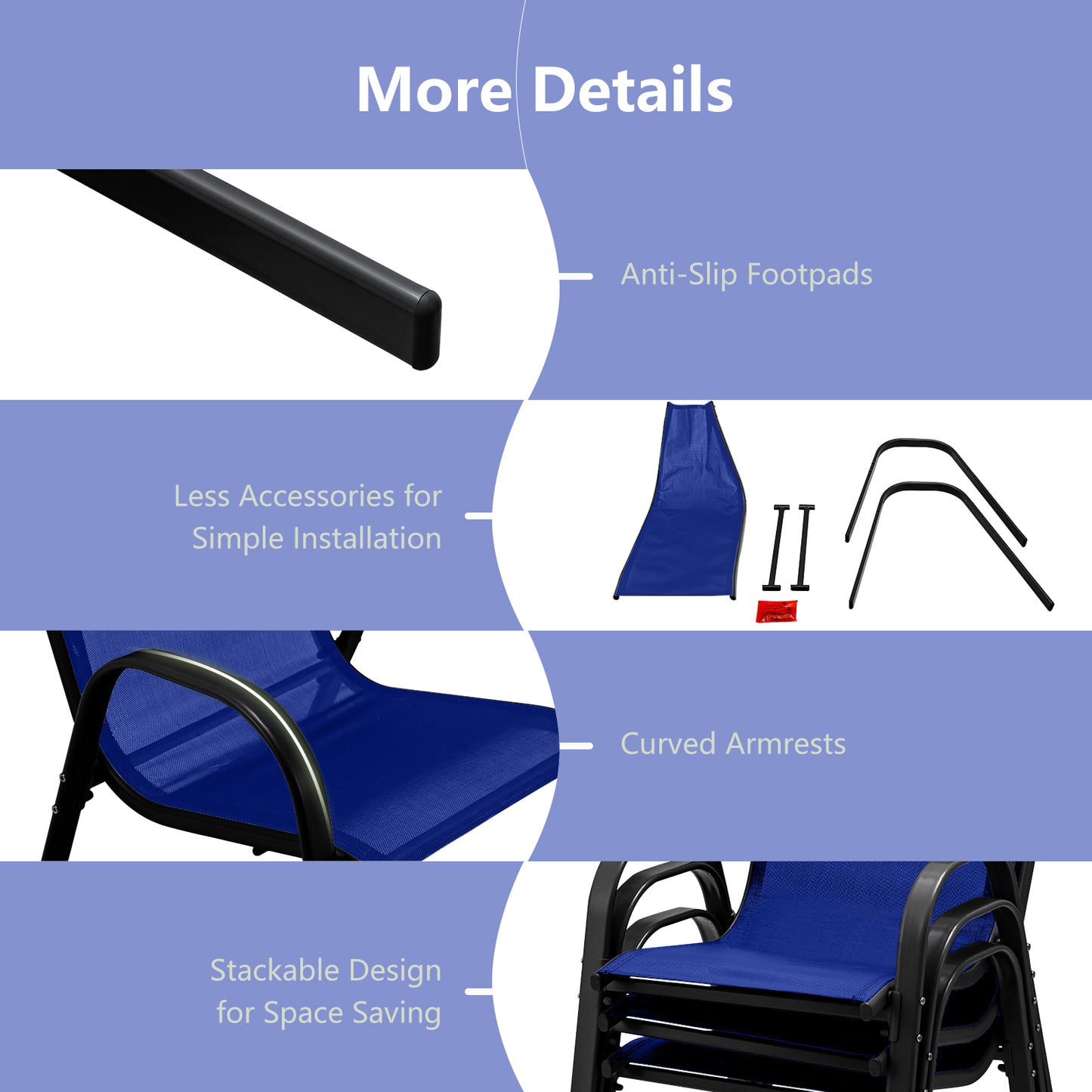 Stackable Patio Dining Chairs Set, 2 Chairs, Navy Patio Dining Chairs at Gallery Canada