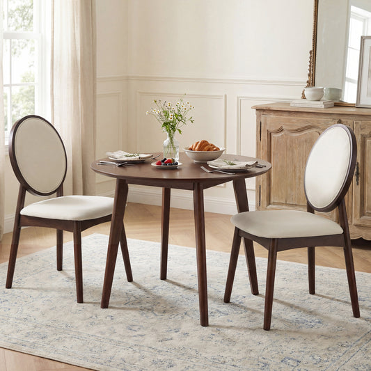 Set Of 2 Upholstered Linen Kitchen Chairs, Padded Seat, Beige Dining Chairs Beige at Gallery Canada