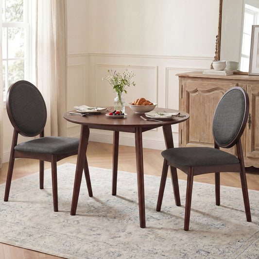 Set Of 2 Upholstered Linen Fabric Kitchen Side Chairs, Black Dining Chairs Black at Gallery Canada