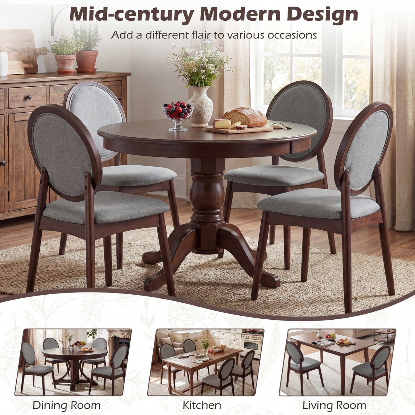 Set Of 2 Upholstered Linen Kitchen Chairs, Gray Dining Chairs at Gallery Canada