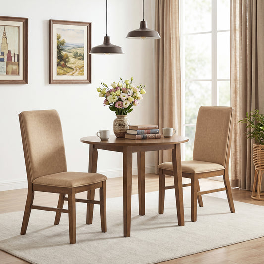 Set Of 2 Upholstered Dining Chairs, Solid Rubber Wood Legs, Brown Dining Chairs Brown at Gallery Canada