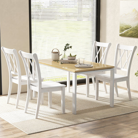 Set Of 2 Wooden Dining Chairs, Mid Century Farmhouse Retro, White Dining Chairs White at Gallery Canada