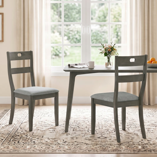 2 Wooden Dining Chairs, Padded Seats, Rubber Wood Frame, Gray Dining Chairs Gray at Gallery Canada