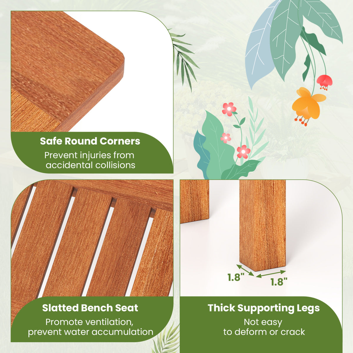 2-Piece Wooden Plant Stand Set, Solid Wood Shelf, S, Brown