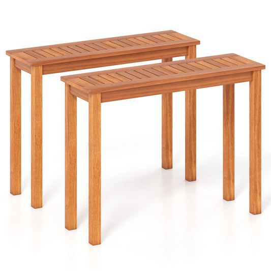 2-Piece Wooden Plant Stand, Indoor Outdoor Solid Wood Shelf, M, Brown Plant Stands Brown at Gallery Canada