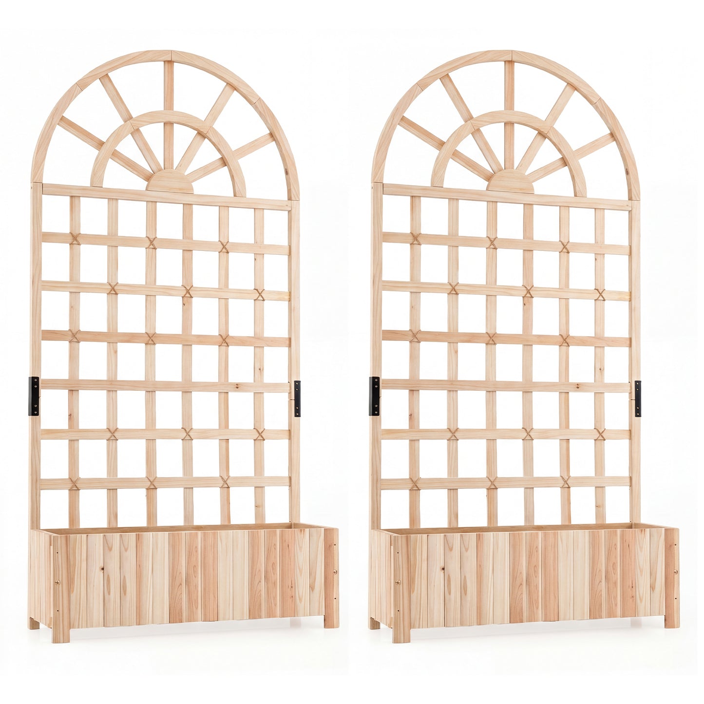 Wooden Raised Garden Bed With Trellis, 71", Set Of 2, Natural Raised Garden Beds at Gallery Canada