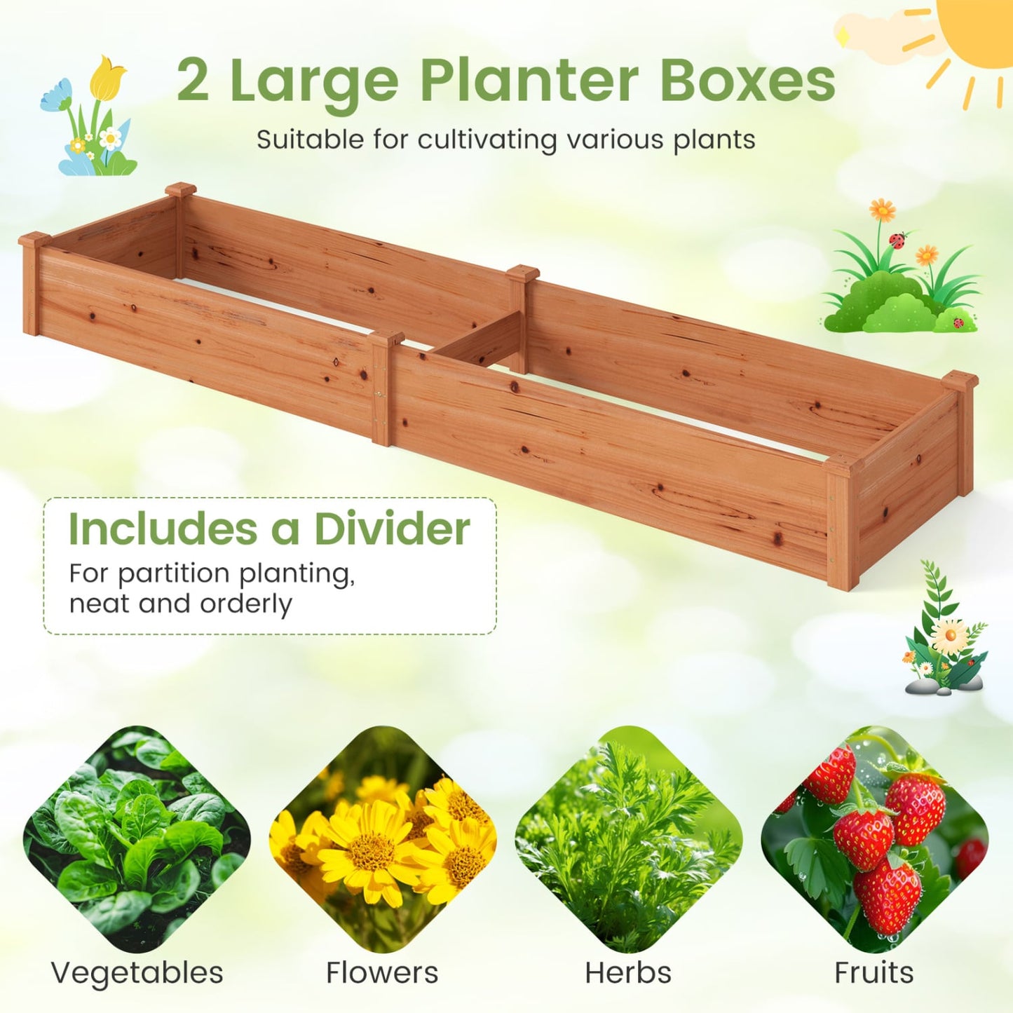 Wooden Vegetable Raised Garden Bed, 2-Pack, Orange