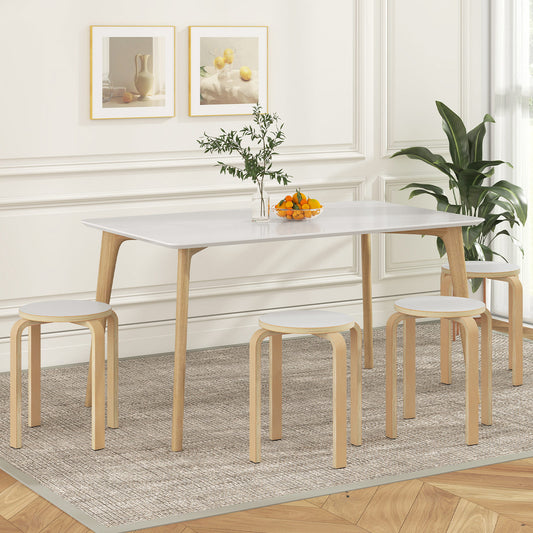 Set Of 4 18 Inch Stackable Bentwood Dining Chairs, White Kitchen & Dining White at Gallery Canada