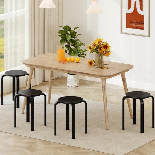 Set of 4 18 Inch Stackable Bentwood Dining Chairs with Round Top, Black Dining Chairs Black at Gallery Canada