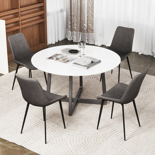 Set of 4 Dining Chairs, Upholstered, Metal Legs, Padded Backs, Gray Dining Chairs Gray at Gallery Canada