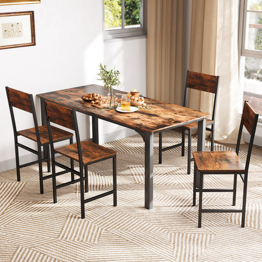 Set of 4 Dining Chairs, Metal Legs, Slanted Back, Brown Dining Chairs Rustic Brown at Gallery Canada