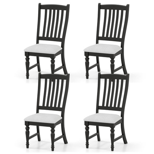 Set of 4 Dining Chairs Kitchen Side Chair with Solid Wood Legs, Black Dining Chairs Black at Gallery Canada
