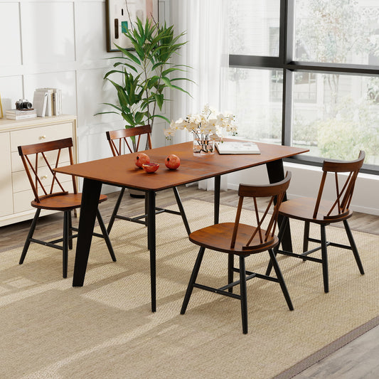 Set of 4 Dining Chairs with Rubber Wood Frame and Curved Cross Back, Dark Brown Dining Chairs Dark Brown at Gallery Canada