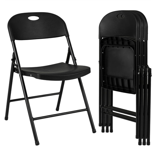 Set of 4 Foldable Plastic Chairs, Black Dining Chairs Black at Gallery Canada