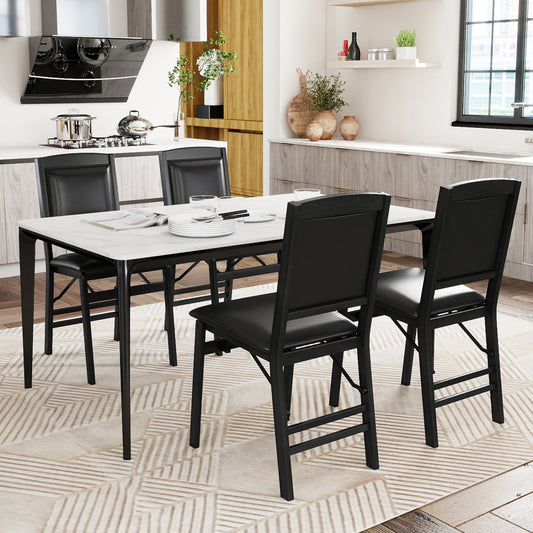 Folding Dining Chairs, Set of 4, Padded Seat, High Backrest, Black Dining Chairs Black at Gallery Canada