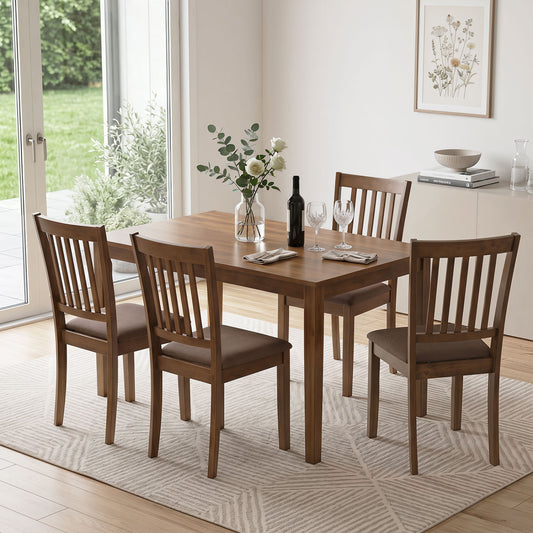 Set Of 4 Wooden Upholstered Dining Chairs, Brown Dining Chairs Brown at Gallery Canada