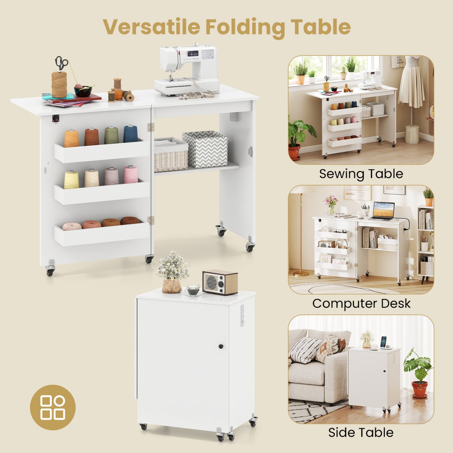 Sewing Machine & Table Set with Charging Station Folding Desk Office Desks at Gallery Canada