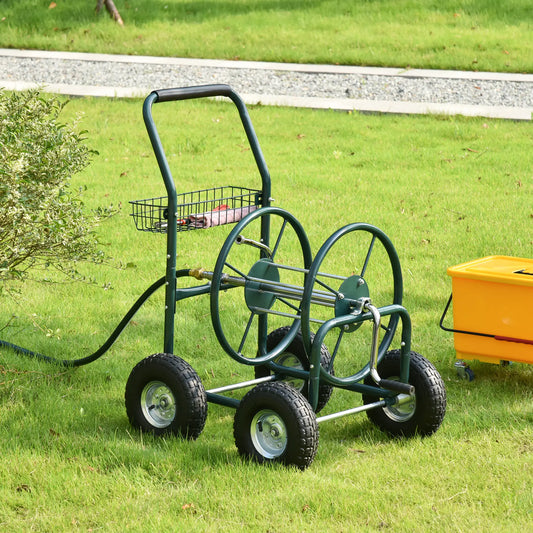 Portable Garden Hose Reel Cart With 4 Wheels, Storage Basket, Farm Folding Garden Carts Green at Gallery Canada