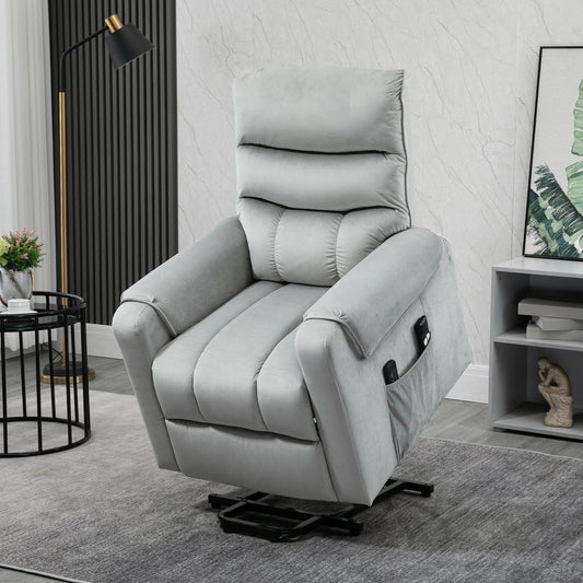 Lift Chair, Massage Recliner with 8 Vibration Points, Footrest, Remote, Grey Electric Power Lift Chairs Grey at Gallery Canada