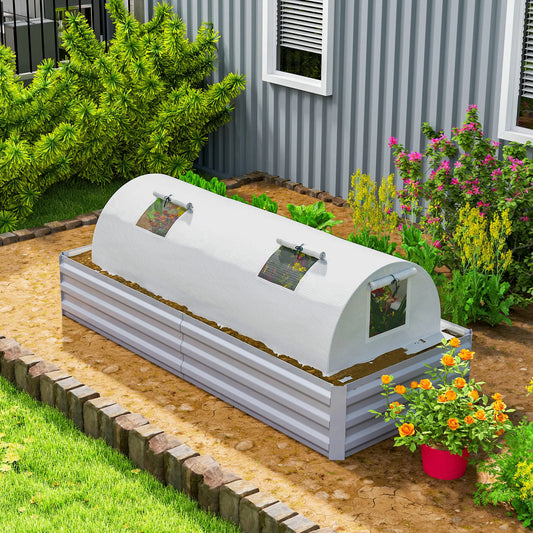 Portable Mini Greenhouse, 7' x 3' x 2', Steel Frame With 5 Mesh Windows, White Mini Greenhouses White at Gallery Canada