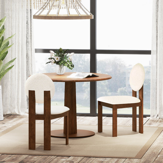 Sherpa Dining Chairs Set of 2, Rubber Wood Legs, White Dining Chairs White at Gallery Canada