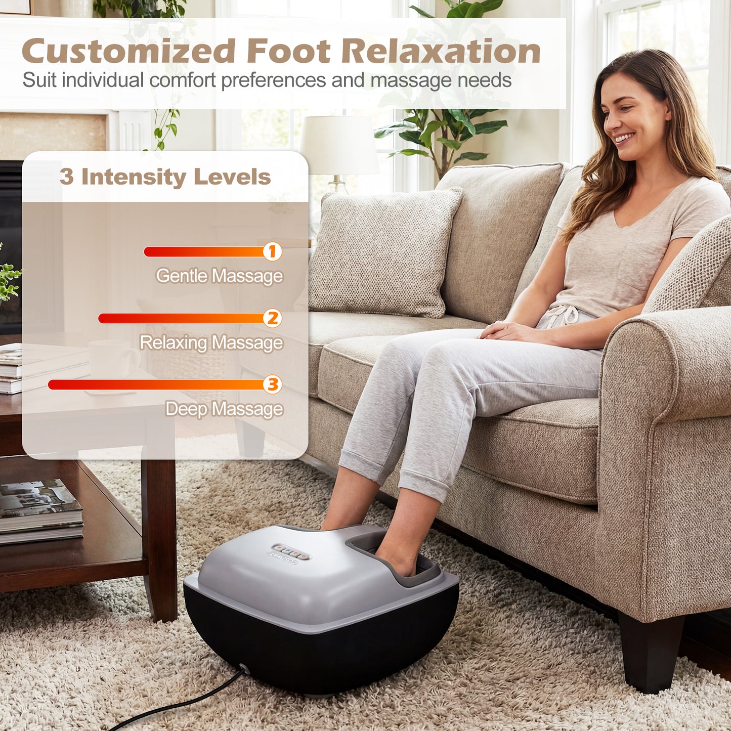 Shiatsu Foot Massager with 3-Level Deep Kneading and Air Compression, Black Foot Massager at Gallery Canada