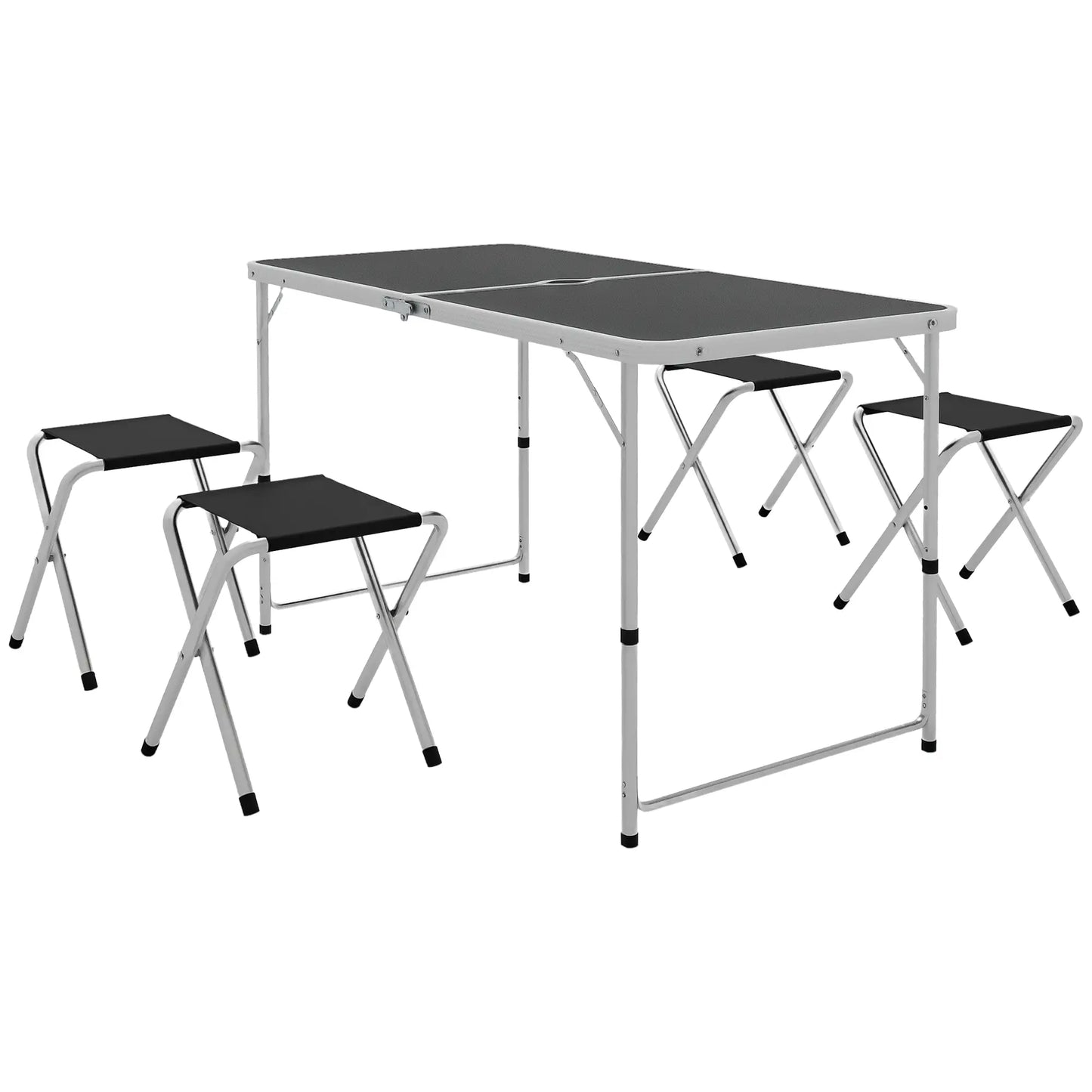 Folding Picnic Table With Chairs, 47.2" L x 23.6" W x 21.7"-27.6" H, Black Picnic Tables & Camping Chairs at Gallery Canada