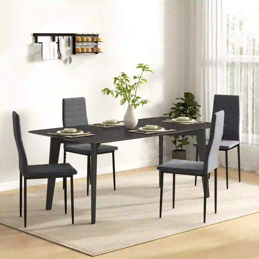 Modern Dining Chairs, Set of 4, High Back Upholstery, Metal Legs, Grey Dining Chairs Grey at Gallery Canada