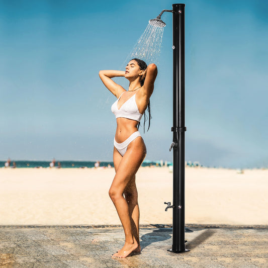 7.3FT 5.3 Gallon Solar Heated Outdoor Shower, Black Outdoor Swimming Pools & Hot Tubs Black at Gallery Canada