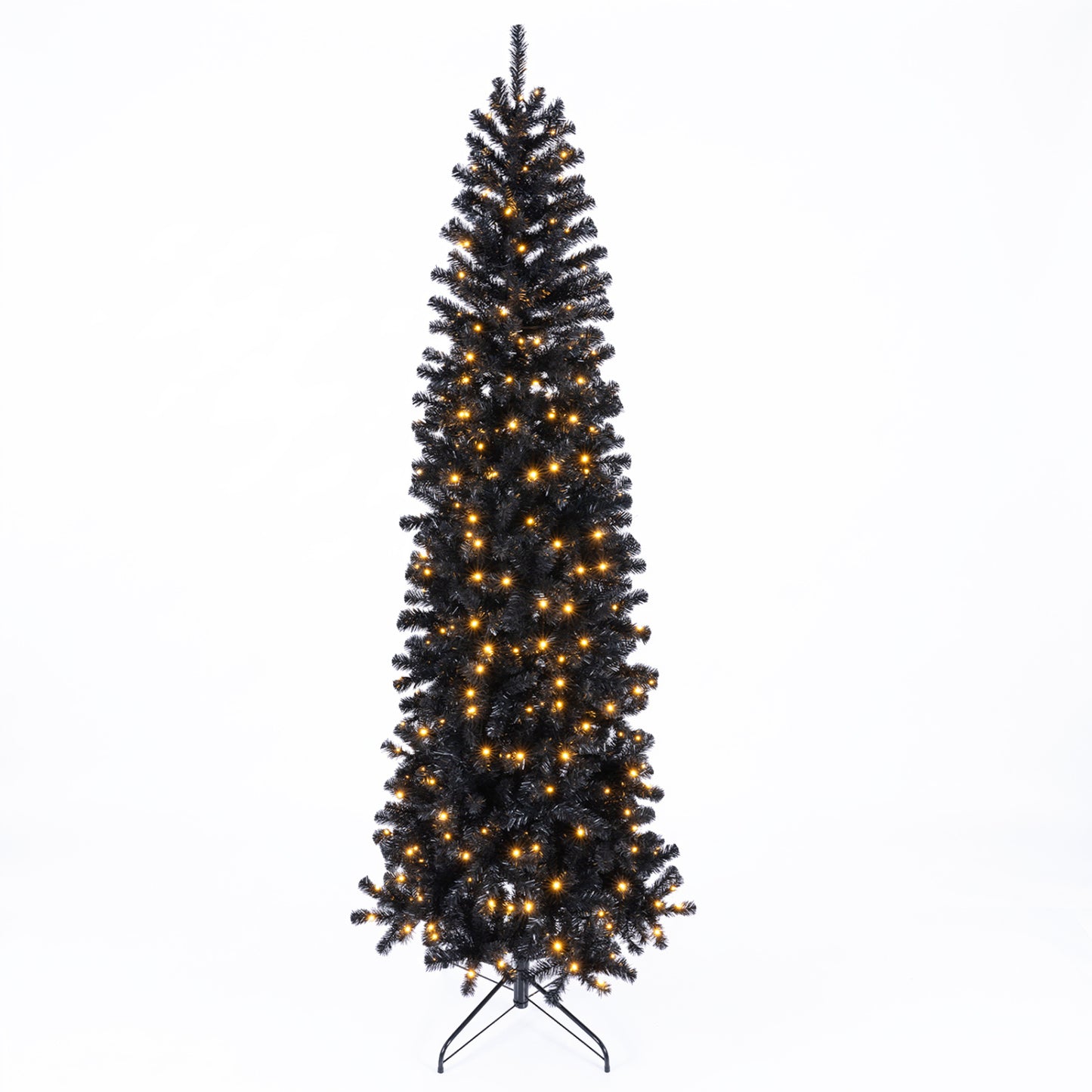 Sapin de Noël à charnières mince, 8 pieds, noir