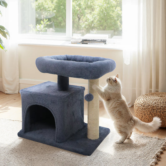 Small Cat Tree with Large Padded Plush Perch for Indoor Cats, Dark Gray Cat Trees Condos & Scratchers Dark Gray at Gallery Canada
