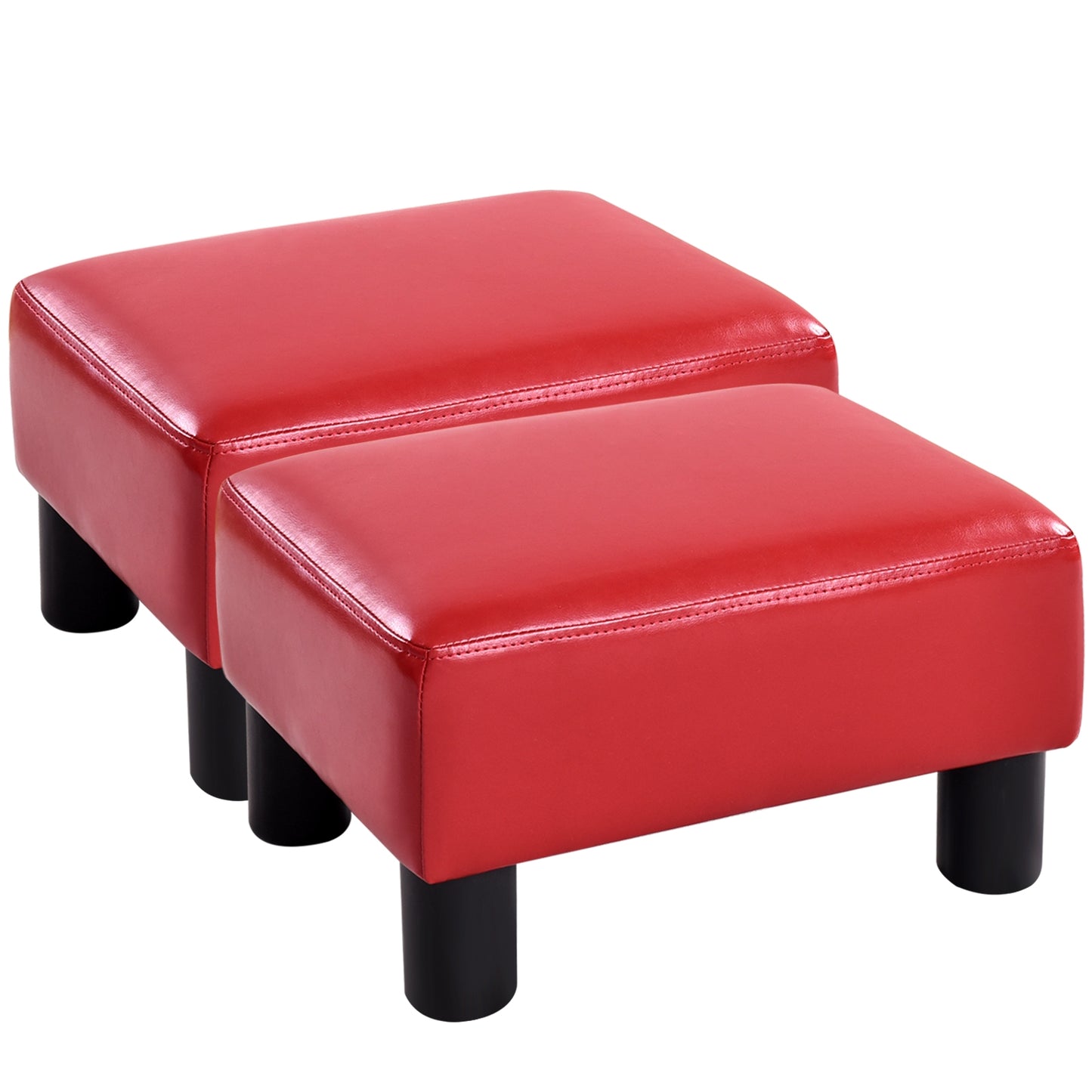 Small PU Leather Rectangular Seat Ottoman Footstool, Red Ottomans at Gallery Canada