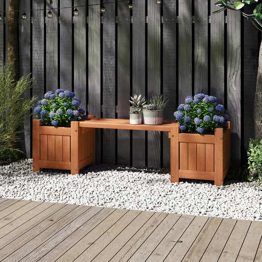 Solid Wood Flower Box, Mini Outdoor Planter Boxes With Bench Outdoor Benches Options at Gallery Canada