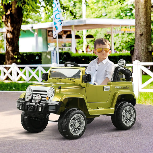12V Kids Electric Ride On Car, Remote Control, 2 Speeds, Green Electric Toy Cars Green at Gallery Canada