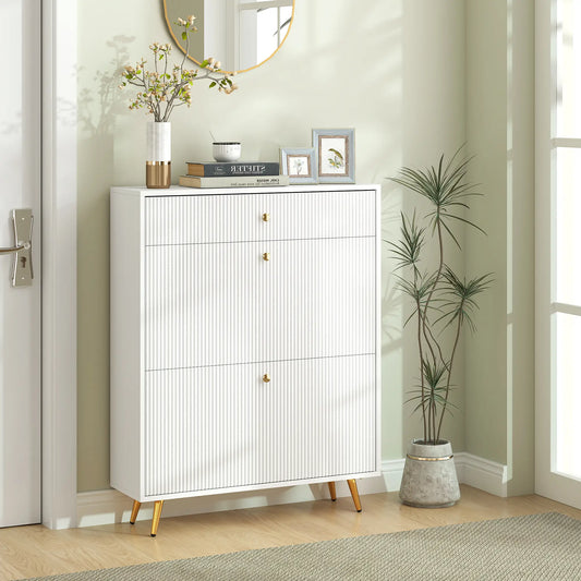 Narrow Shoe Storage Cabinet, Adjustable Shelves, 12 Pairs, White Shoe Storage Cabinets & Racks White at Gallery Canada