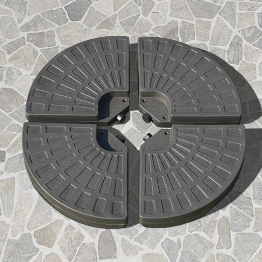 4-Piece Cantilever Offset Patio Umbrella Stand, Water & Sand Filled Base Umbrella Bases Coffee Brown at Gallery Canada