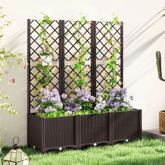 Raised Garden Bed With Trellis, Plastic With Drainage Holes And Plugs Raised Garden Beds Brown at Gallery Canada