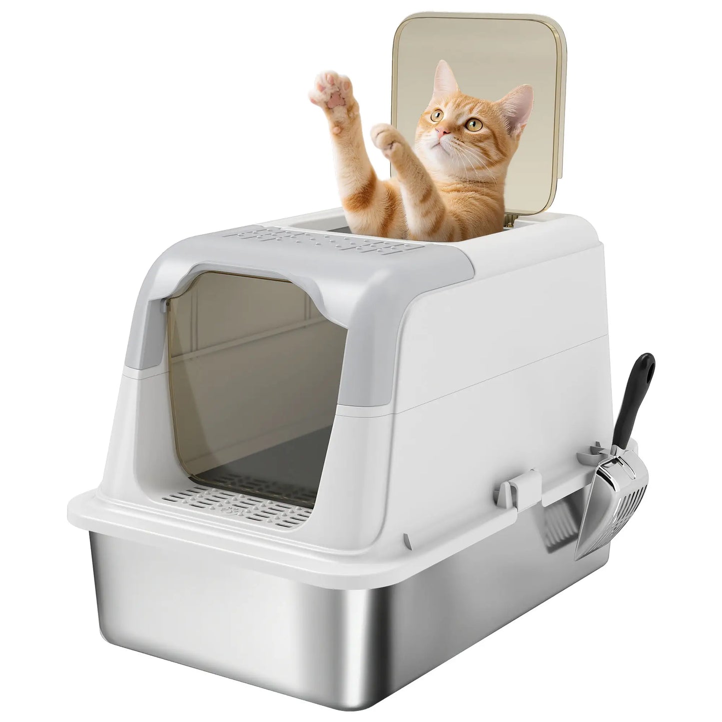Extra Large Stainless Steel Litter Box, Enclosed for Big Cats Cat Litter Box Enclosures at Gallery Canada