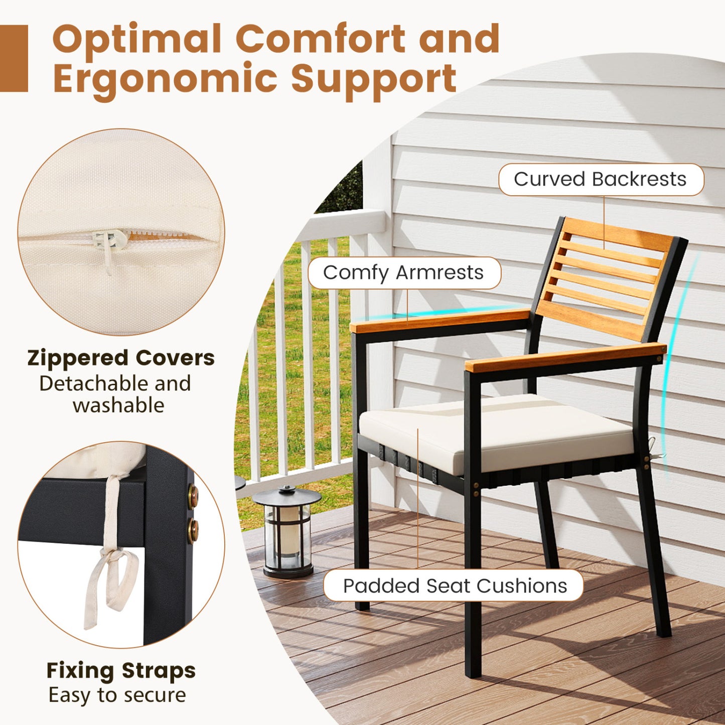Stackable Patio Dining Chairs Set of 6 with Cushions Patio Dining Sets at Gallery Canada