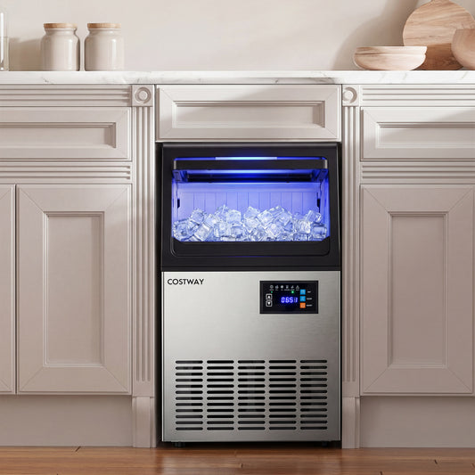 Stainless Steel Ice Maker, 30 LBS Capacity, 80 LBS Per Day, Black Ice Makers Black at Gallery Canada